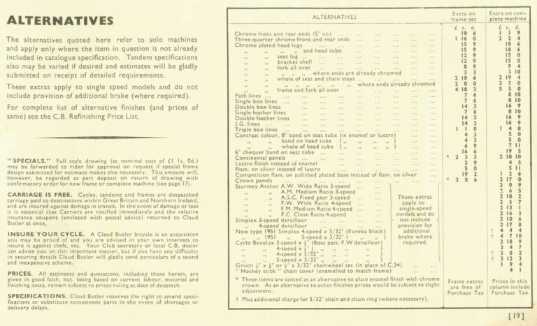 Claud Butler 1954 Catalog — The Coronation, Jubilee and Competitor, from the New Allrounder to the Ultra-Shortbase Tandem — page 17 of 18