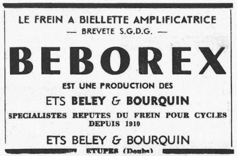 Beborex 1955 Advertisement — The Brake with the Amplifying Link — page 1 of 1