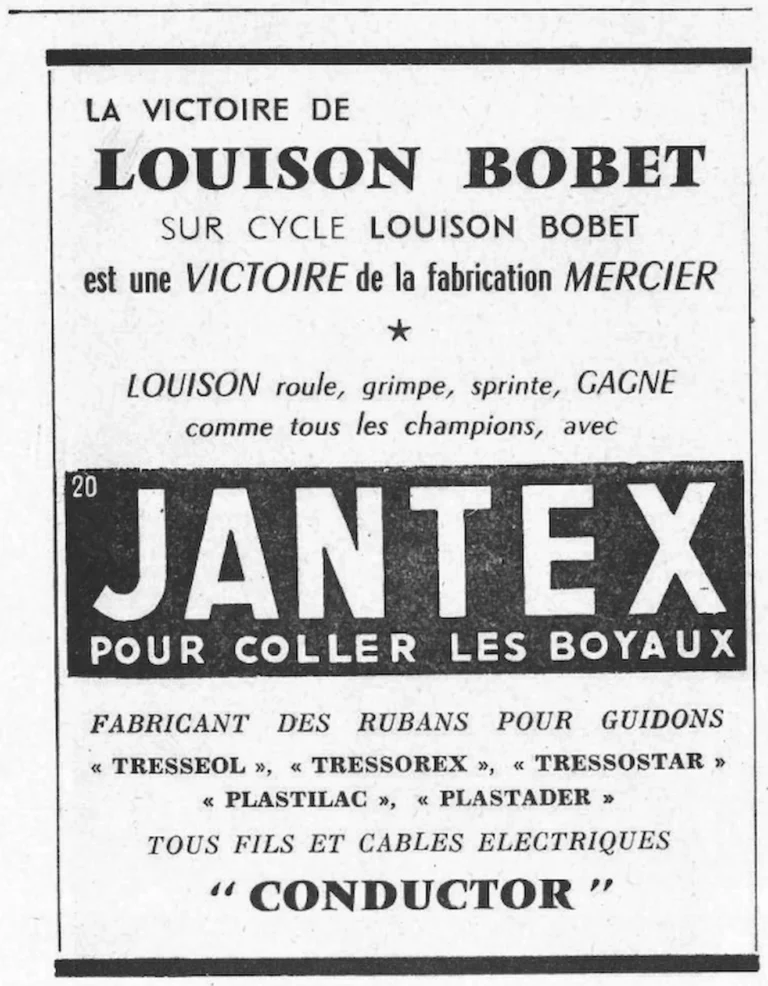Jantex 1955 Advertisement — Tubular Cement and Tresseol Bar Tapes — page 1 of 1