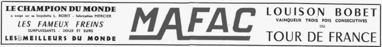 Mafac 1955 Advertisement — The Brakes of the World Champion — page 1 of 1
