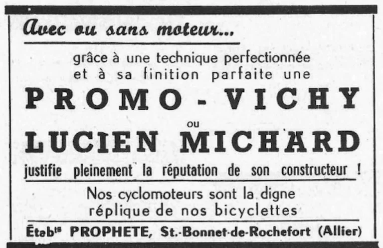Prophète 1955 Advertisement — Promo-Vichy or Lucien Michard — page 1 of 1