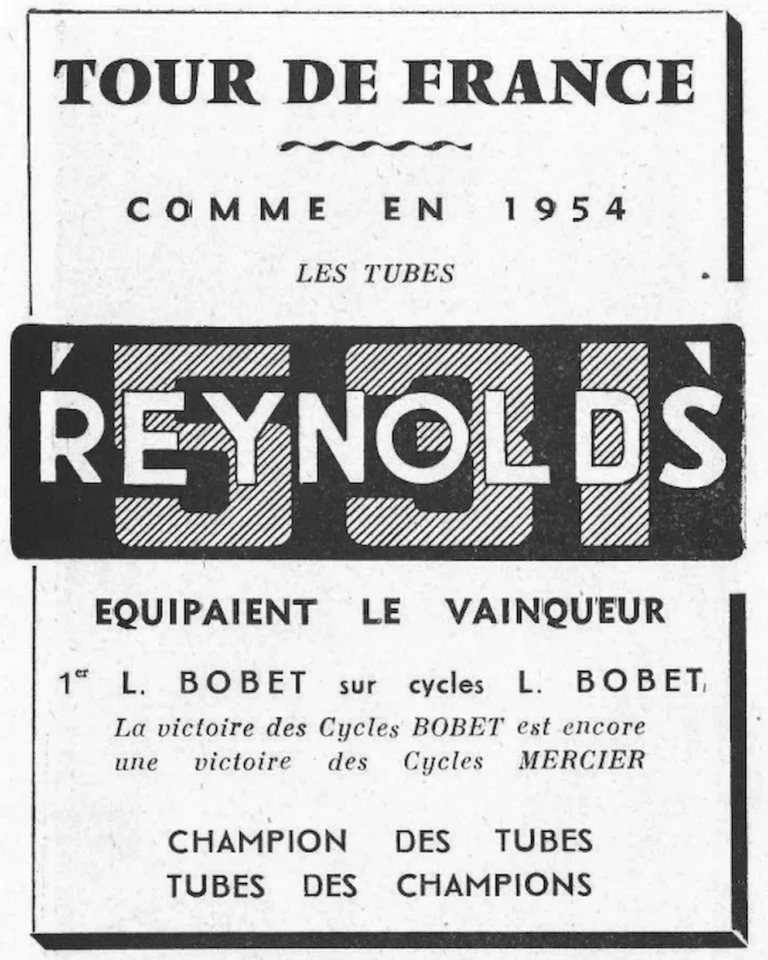 Reynolds 1955 Advertisement — The 531 Tubes of the Tour Winner, as in 1954 — page 1 of 1