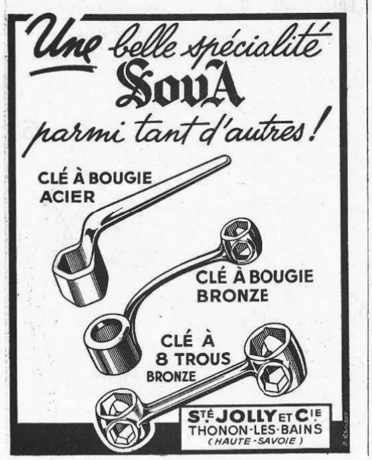 Sova 1955 Advertisement — Spark Plug and Eight-Hole Wrenches — page 1 of 1