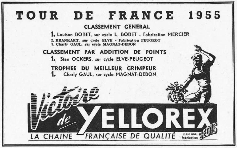 Yellorex 1955 Advertisement — Victory of the French Chain — page 1 of 1