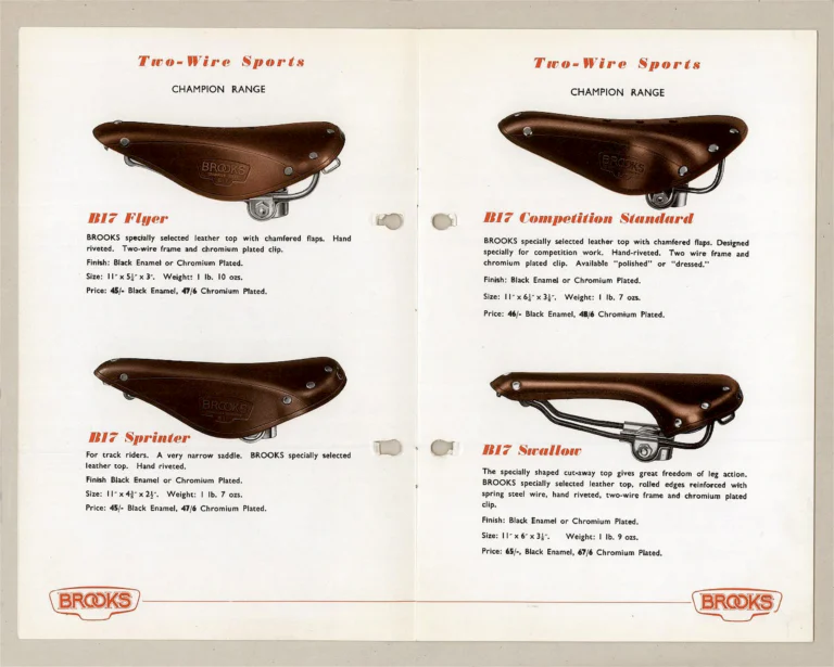 Brooks 1957 Catalog — Cycle Saddles, The Finest Saddle in the World — page 3 of 9