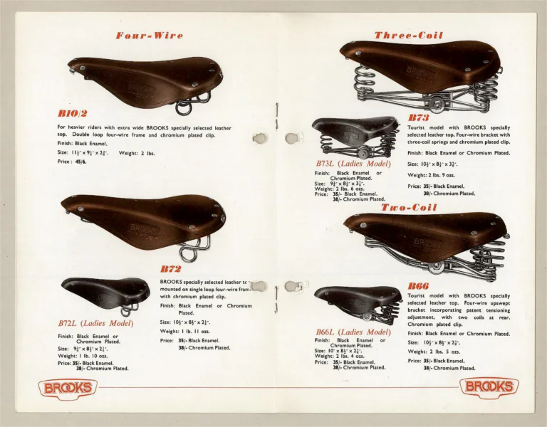 Brooks 1957 Catalog — Cycle Saddles, The Finest Saddle in the World — page 5 of 9