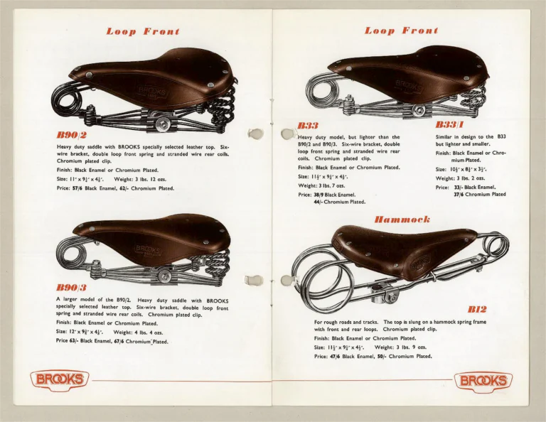 Brooks 1957 Catalog — Cycle Saddles, The Finest Saddle in the World — page 6 of 9