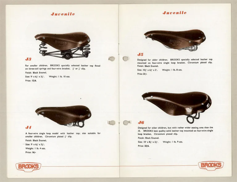 Brooks 1957 Catalog — Cycle Saddles, The Finest Saddle in the World — page 7 of 9