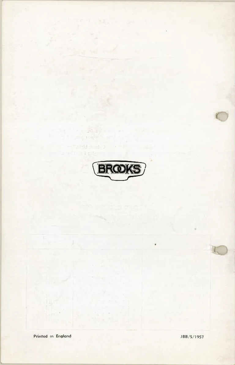 Brooks 1957 Catalog — Cycle Saddles, The Finest Saddle in the World — page 9 of 9