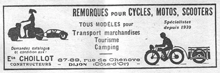 Choillot June 1957 Advertisement — Trailers for Cycles, Motorcycles and Scooters — page 1 of 1