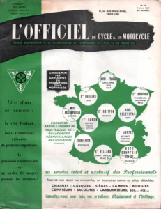 Cover of L'Officiel du cycle, 8 June 1957: the masthead over a green map of France marking the member wholesalers of the Groupement des Grossistes.
