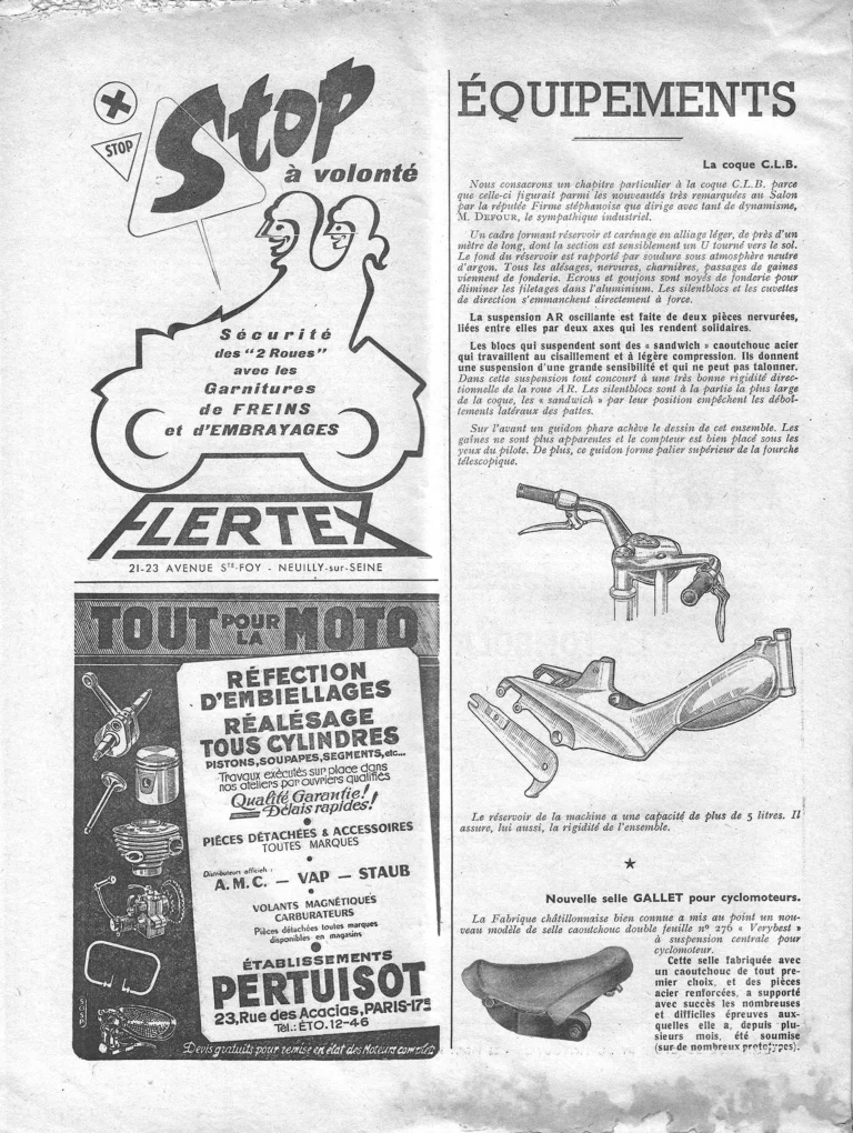 Équipements & Outillage, the Salon 1957 — L'Officiel du cycle, 23 November 1957 — page 1 of 6
