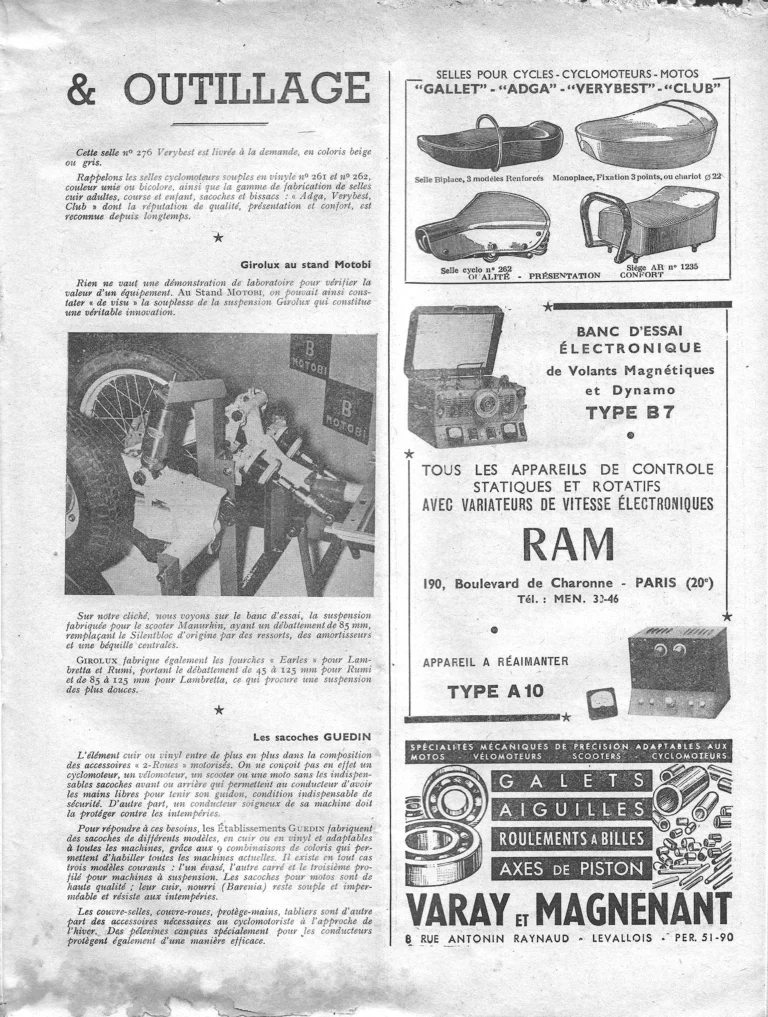 Équipements & Outillage, the Salon 1957 — L'Officiel du cycle, 23 November 1957 — page 2 of 6