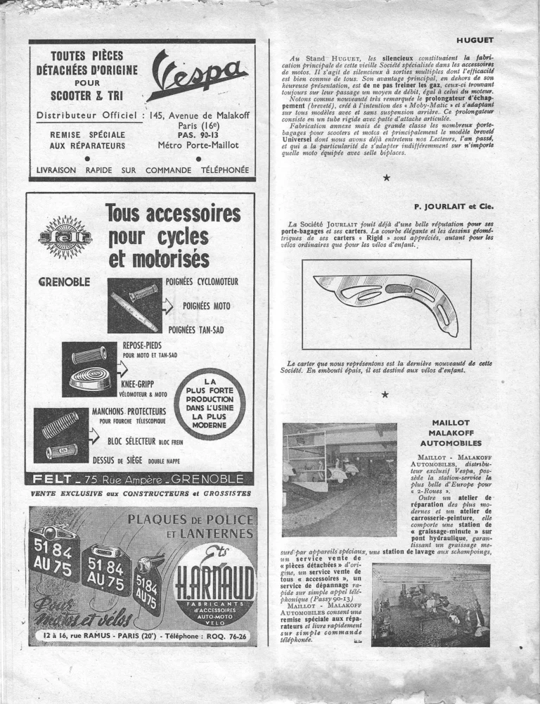 Équipements & Outillage, the Salon 1957 — L'Officiel du cycle, 23 November 1957 — page 3 of 6