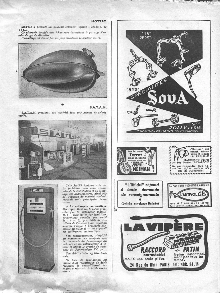Équipements & Outillage, the Salon 1957 — L'Officiel du cycle, 23 November 1957 — page 4 of 6