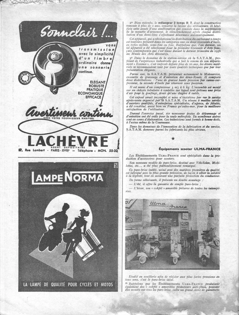 Équipements & Outillage, the Salon 1957 — L'Officiel du cycle, 23 November 1957 — page 5 of 6