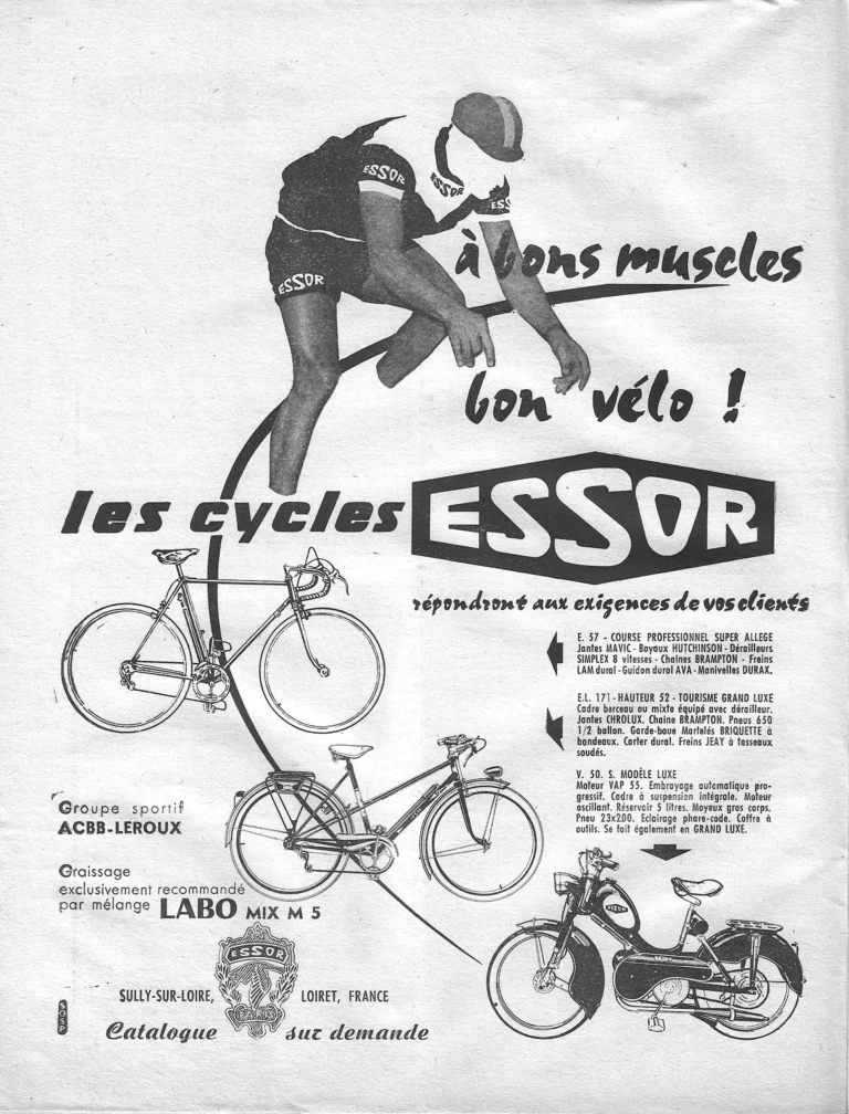 Essor February 1957 Advertisement — Good Muscles, a Good Bicycle, with ACBB-Leroux — page 1 of 1