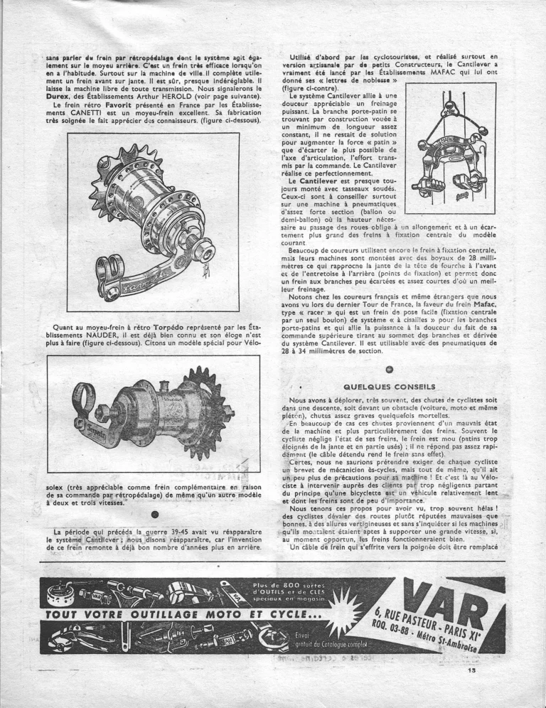 Pour que vos clients cyclistes « aient du frein » — L'Officiel du cycle, 5 January 1957, by Marcel Vacher — page 2 of 3