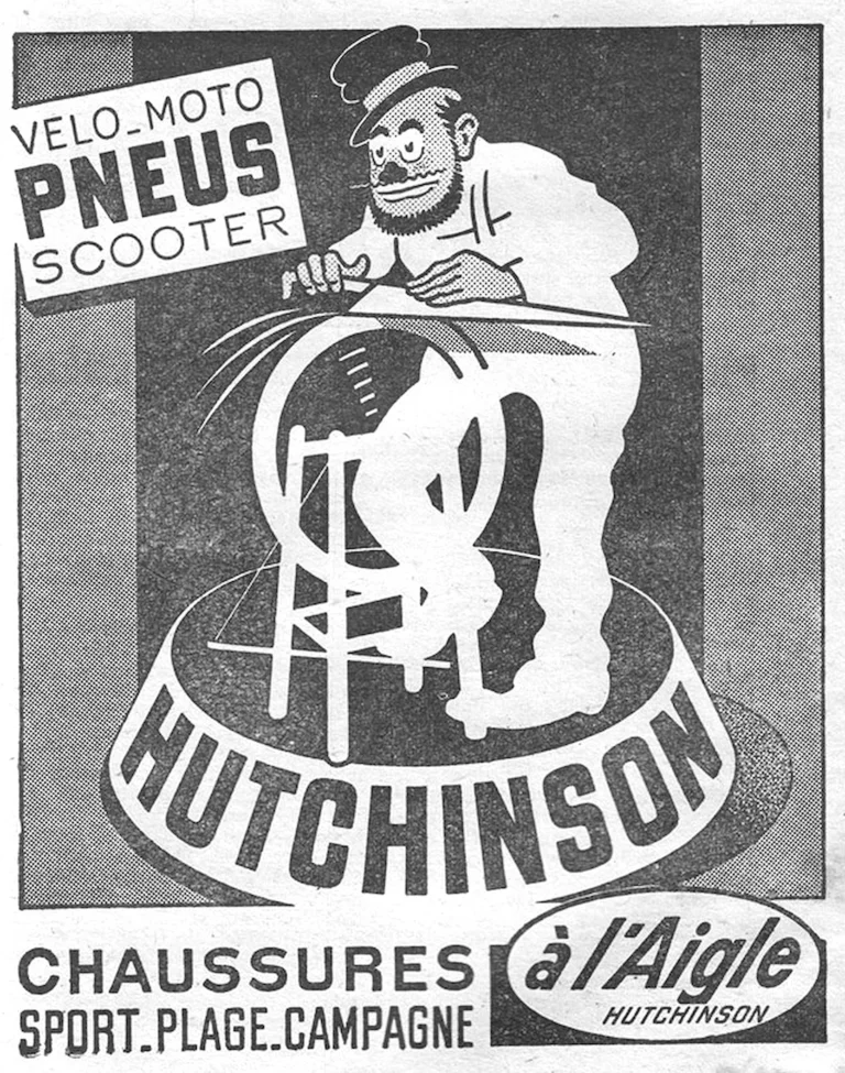 Hutchinson 1957 Advertisement — Tires for Bicycles, Motorcycles and Scooters — page 1 of 1