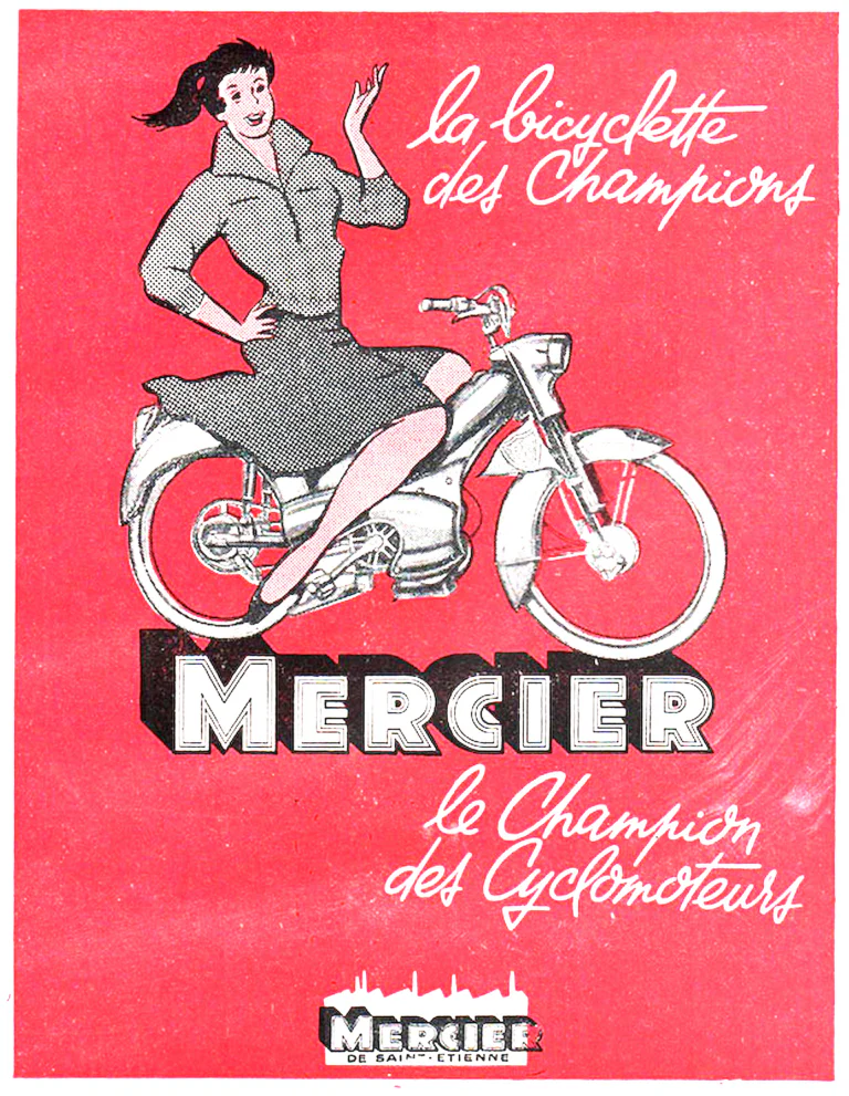 Mercier December 1957 Advertisement — The Bicycle of Champions, the Champion of Cyclomoteurs — page 1 of 1