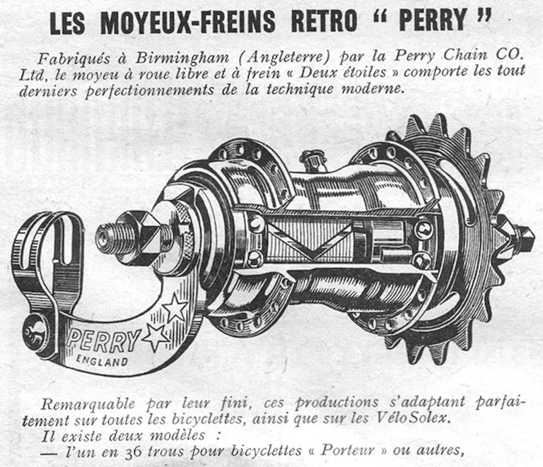 Les Moyeux-freins rétro Perry — L'Officiel du cycle, 2 February 1957 — page 1 of 2