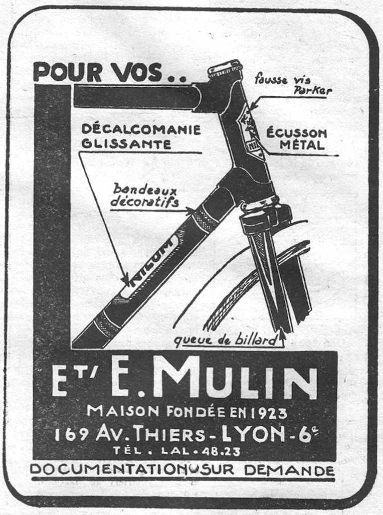 Mulin 1957 Advertisement — Frame Transfers, Head Badges and Decorative Bands — page 1 of 1