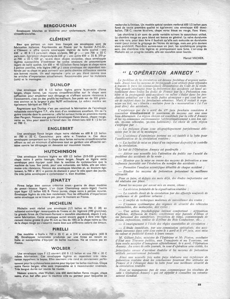 Avec la roue légère, les pneumatiques légers — L'Officiel du cycle, 13 April 1957, by Marcel Vacher — page 2 of 2