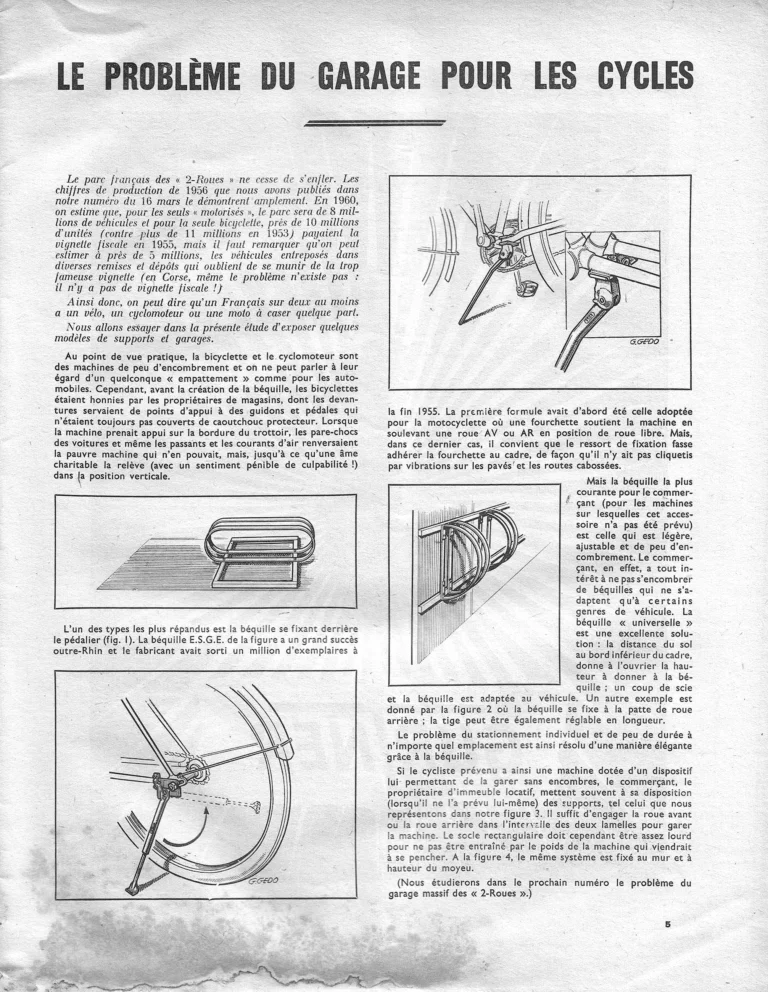 Le Problème du garage pour les cycles — L'Officiel du cycle, 30 March 1957 — page 1 of 1