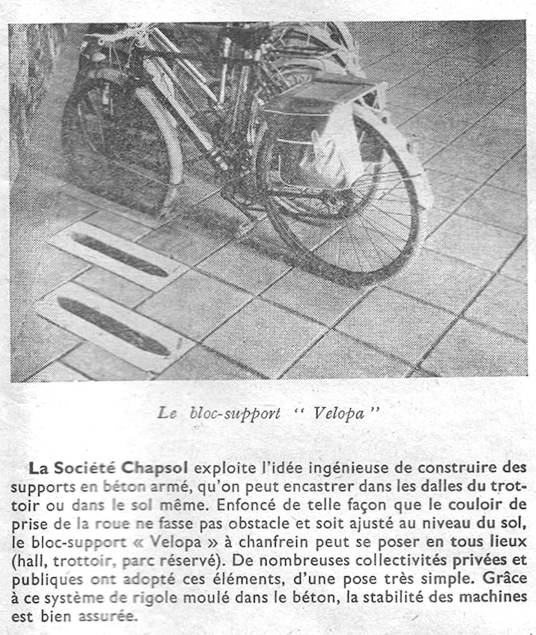 Le Problème du garage pour les cycles — L'Officiel du cycle, 6 July 1957, the Velopa Concrete Stand — page 2 of 2