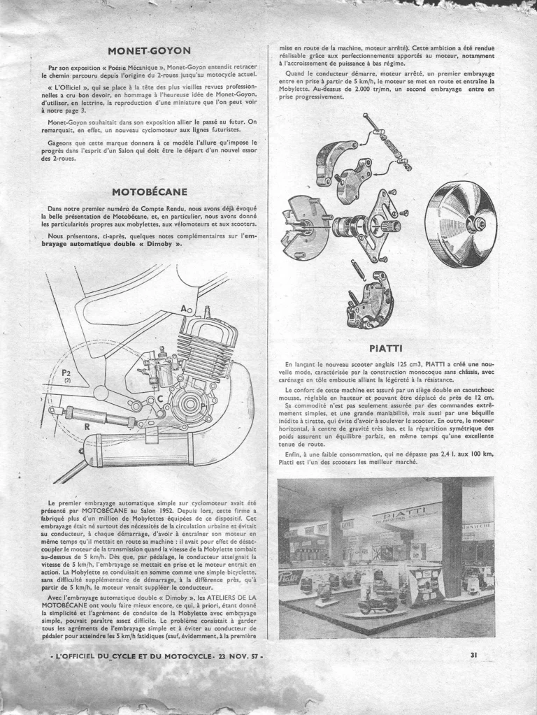 Remarqué au Salon — L'Officiel du cycle, 23 November 1957, Boudier, Gitane, Helyett, Manurhin and Others — page 2 of 3