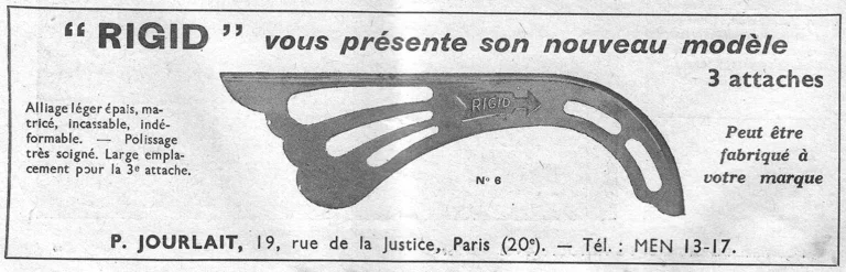 Rigid 1957 Advertisement — The New Three-Point Chainguard, from P. Jourlait — page 1 of 1