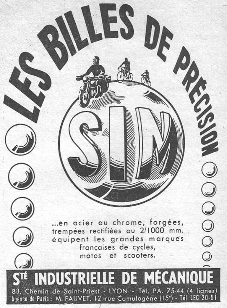 SIM December 1957 Advertisement — Precision Balls for Cycles, Motorcycles and Scooters — page 1 of 1