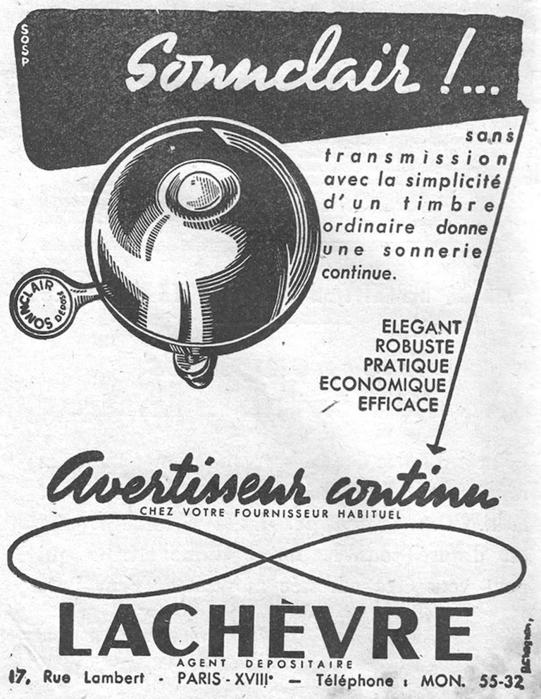 Sonnclair March 1957 Advertisement — The Continuous-Ring Bell, from Lachèvre — page 1 of 1