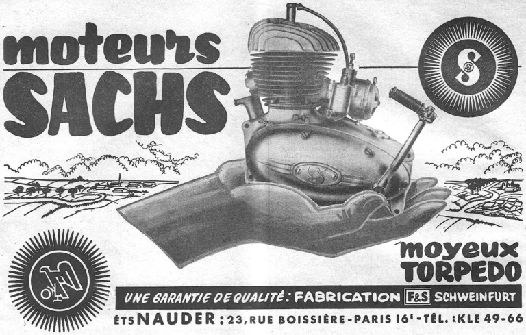 Torpedo July 1957 Advertisement — Torpedo Hubs and Sachs Engines, from Ets Nauder — page 1 of 1