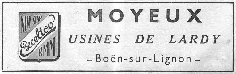 Usines de Lardy 1957 Advertisement — New-Star and Exceltoo Hubs, Boën-sur-Lignon — page 1 of 1
