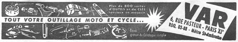 VAR 16 February 1957 Advertisement — All Your Motorcycle and Cycle Tools — page 1 of 1