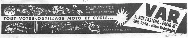 VAR February 1957 Advertisement — All Your Motorcycle and Cycle Tools — page 1 of 1