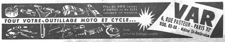 VAR March 1957 Advertisement — All Your Motorcycle and Cycle Tools — page 1 of 1