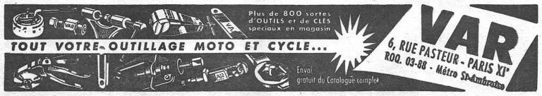 VAR April 1957 Advertisement — All Your Motorcycle and Cycle Tools — page 1 of 1