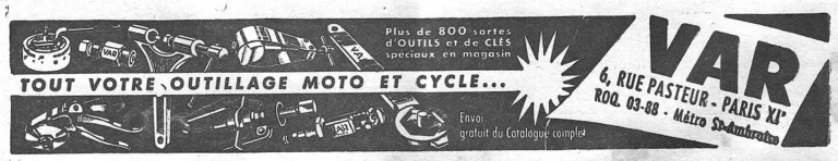 VAR June 1957 Advertisement — All Your Motorcycle and Cycle Tools — page 1 of 1