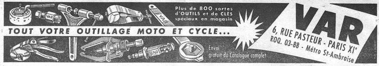 VAR July 1957 Advertisement — All Your Motorcycle and Cycle Tools — page 1 of 1