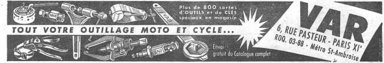 VAR 21 December 1957 Advertisement — All Your Motorcycle and Cycle Tools — page 1 of 1