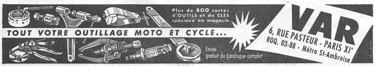 VAR December 1957 Advertisement — All Your Motorcycle and Cycle Tools — page 1 of 1