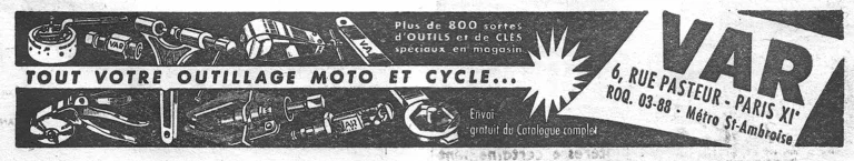 VAR 1957 Advertisement — All Your Motorcycle and Cycle Tools — page 1 of 1