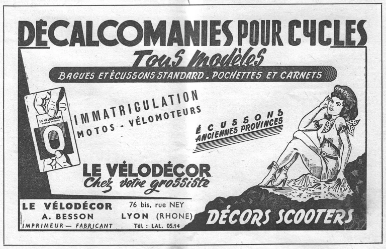 Vélodécor 1957 Advertisement — Transfers for Cycles of Every Model, A. Besson of Lyon — page 1 of 1