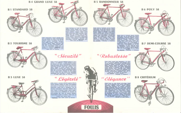 Follis 1958 Catalog — Follis Dollar vous présente ses cycles: B 1 Standard to B 8 Critérium — page 2 of 3