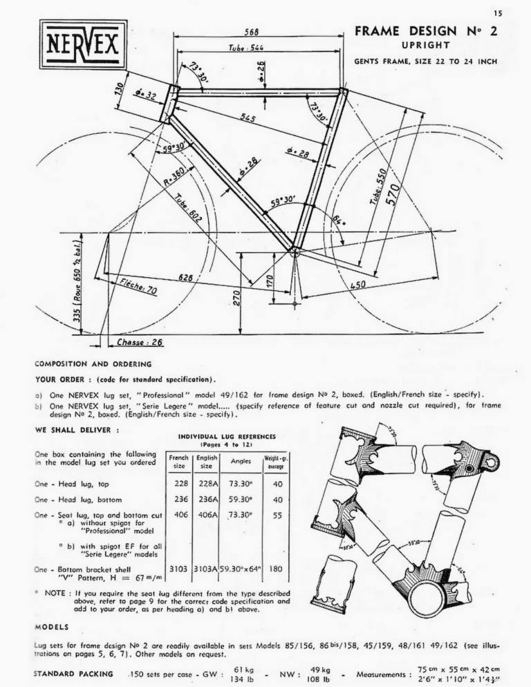 Nervex 1958 Catalog — Frame Design No 2, Upright, Gents Frame 22 to 24 Inch (Page 15) — page 1 of 1