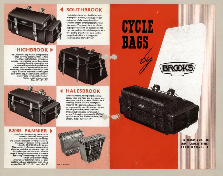 Brooks 1959 Leaflet — Cycle Bags by Brooks — page 1 of 2