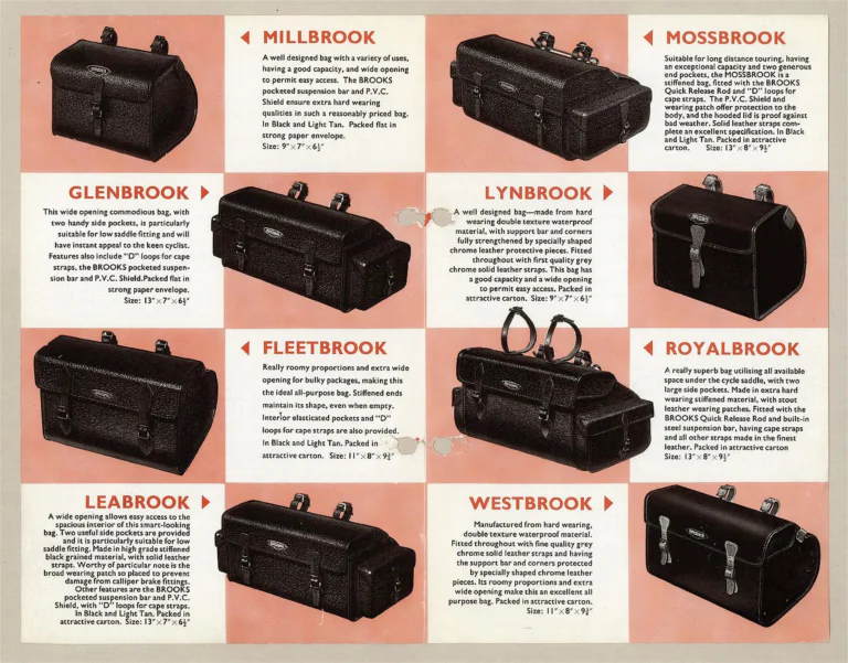 Brooks 1959 Leaflet — Cycle Bags by Brooks — page 2 of 2