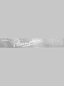 Brampton advertisement from L'Officiel du cycle, 3-17 August 1959, page 27: a long black band runs across the foot of the page, with the Brampton name in a large light script with a sweeping underscore across its left half.